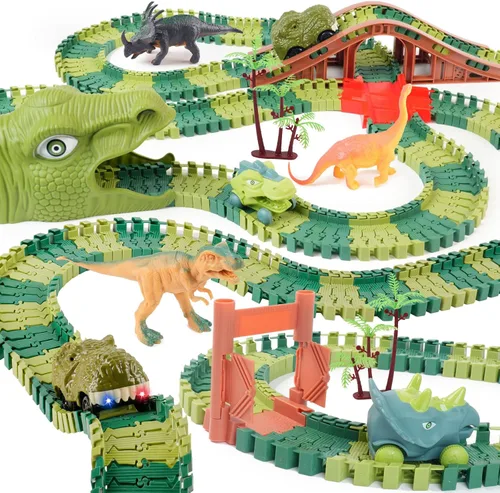 GIAT Juguetes de Pista de Dinosaurios - Los Mejores Regalos de Cumpleaños para Niños y Niñas de 3 4 5 6 7 Años, Pista de Autos de Carreras de