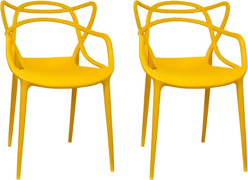 Miniatura 9 de Mid-Century - Silla de comedor con curva de plástico moldeado (juego de 2), color negro