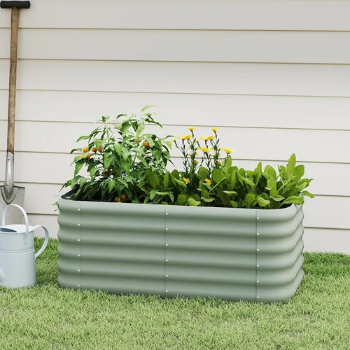 Miniatura 9 de Paquete de 2 camas de jardín elevadas galvanizadas de 2 x 1 pies, cama para macetas al aire libre, jardinera de metal para jardinería y plantación