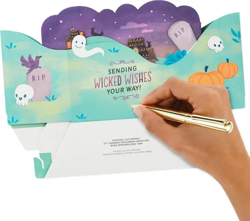 Miniatura 6 de Hallmark Paper Wonder - Tarjeta desplegable de Halloween con música y movimiento (bruja voladora)