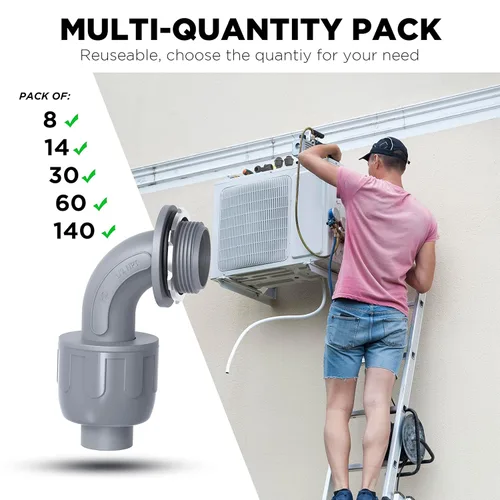 Miniatura 5 de Conectores de conducto hermético de 1/2 pulgada, conector no metálico NPT para accesorios de conducto flexibles eléctricos de PVC, 90 grados