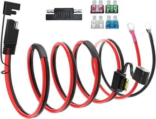 Miniatura 16 de ELFCULB Cable de extensión de conectores de batería SAE de 3.3 pies 10 AWG con 5 fusibles compatible con cargador de batería de generador solar, SAE
