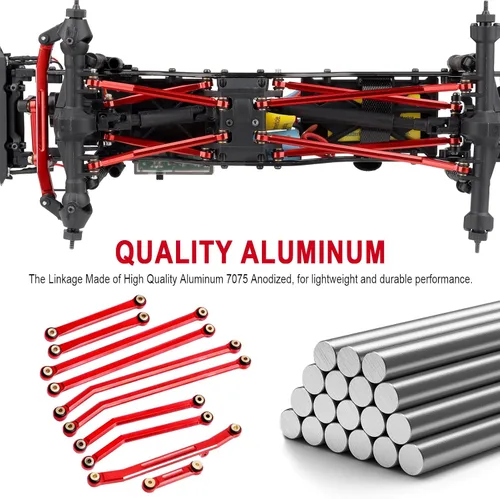 Miniatura 5 de Hobbypark Juego de eslabones de alta holgura Actualizaciones de amarre de barra de dirección para Axial SCX24 Gladiator AXI00005 Actualizaciones Rojo