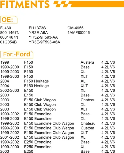 Miniatura 2 de FJ460 4.2L V6 Inyectores de combustible Compatibles con: Ford F150 1999-2003 F150 Heritage 2004, E150 2002-2003, E150 Eonoline/E150 Econoline Club