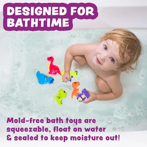 Miniatura 2 de Tub Works® Juguetes de baño de dinosaurio sin moho, paquete de 6 Diseño de juguetes de baño sellados sin agujeros que mantiene la humedad fuera