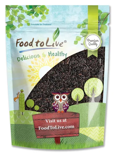 Food to Live Arroz negro, 1.5 libras de grano entero, arroz de grano medio, kosher, vegano. Sabor a nuez y dulce. Rico en antioxidantes y fibra