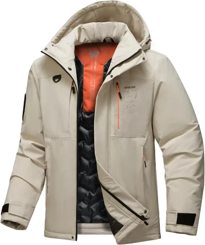 Miniatura 13 de Chaqueta térmica impermeable a prueba de viento para hombre, con capucha, aislada, ligera, abrigo de nieve de invierno con múltiples bolsillos