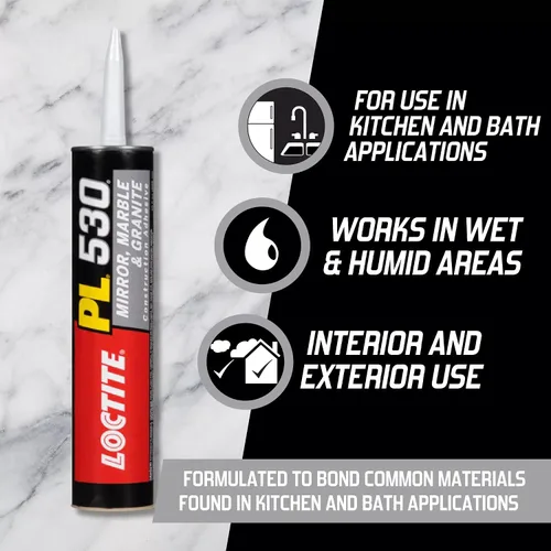 Miniatura 4 de Loctite PL 530 Adhesivo de construcción de espejo, mármol y granito, 10 onzas