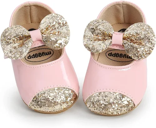 Antheron Baby Girls Mary Jane Flats - Mocasines para bebé con suela suave, diseño floral brillante