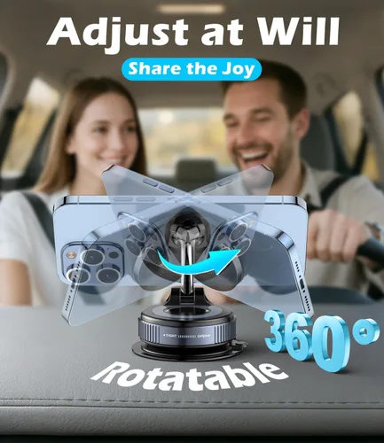 Miniatura 3 de Cargador inalámbrico de 15 W, soporte magnético para teléfono de automóvil [ventosa al vacío] Soporte de automóvil ajustable y plegable de 360°