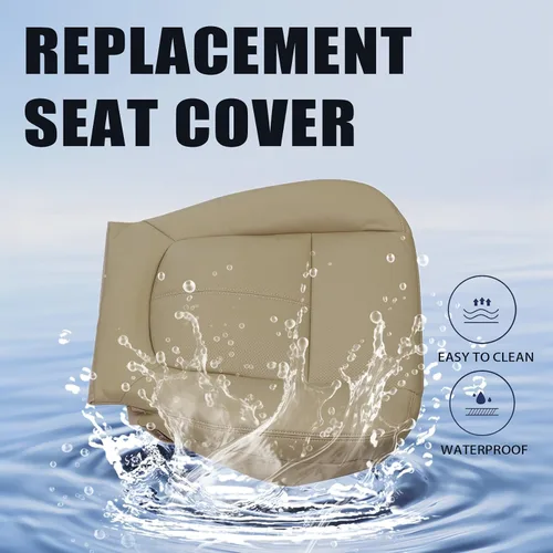 Miniatura 3 de Priprilod Funda de Asiento de Reemplazo de Microfibra de Cuero Perforada Color Marrón Claro para Conductor y Pasajero, con Respaldo Reclinable