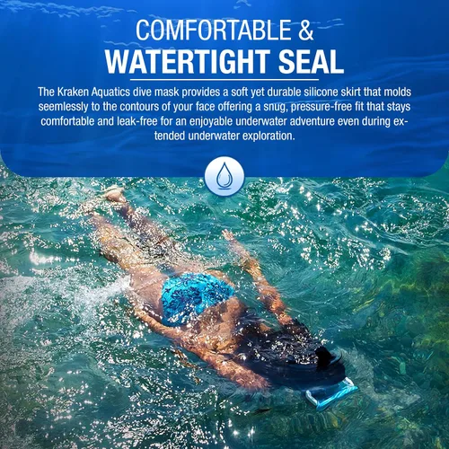 Miniatura 5 de Kraken Aquatics Máscara de buceo para adultos Equipo de esnórquel de calidad para adultos, equipo de buceo, máscara de buceo, equipo de buceo