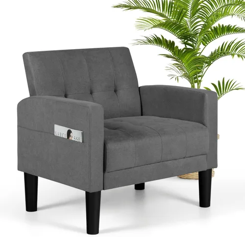 Miniatura 12 de AILEEKISS Juego de 2 sillas decorativas para sala de estar, sillón tapizado cómodo, sofá individual de tela moderna con bolsillos laterales, sillas