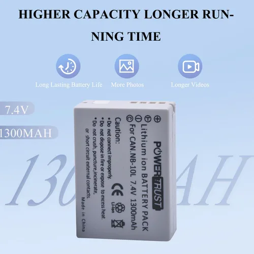 Miniatura 6 de Paquete de 2 baterías de cámara NB-10L y cargador USB LCD para Canon G1X G15 G16 SX40HS SX50HS SX60HS SX40 SX50 HS