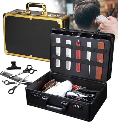 Estuche de peluquero profesional con bloqueo de código, kit organizador de almacenamiento para corte de cabello, caja de herramientas de estilista,
