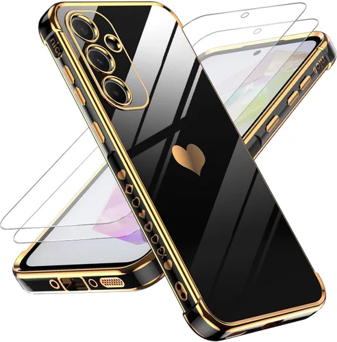Miniatura 121 de LeYi for Moto G 5G 2025 Case: with Tempered Glass Screen Protector [2 Pcs]+ Full Camera Lens Protection,Love Heart Plating Cute Luxury Soft TPU