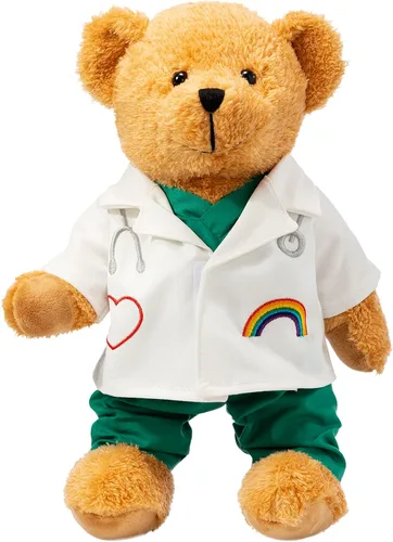 Miniatura 10 de HollyHOME Oso de Peluche Doctor Oso de Peluche en Batas y Bata Blanca Regalos para Médicos Estudiantes y Niños 16 Pulgadas, Crema