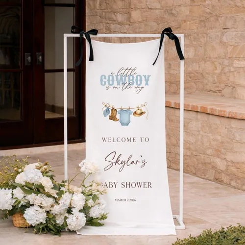 Miniatura 9 de Banner de bienvenida personalizado para baby shower, letrero de telón de fondo de tela con nombre personalizado Baby Shower #6