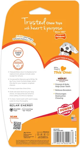 Miniatura 9 de Juguete para masticar Power Chew texturizado, duradero, con forma de hueso de Nylabone, combinación de sabores, tamaño mediano/Wolf (1 pieza)