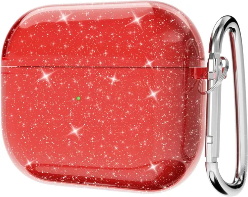 Miniatura 26 de Svanove Funda para Airpods Transparente con Purpurina, Funda Brillante y Bonita para Airpods de 1ª y 2ª Generación con Llavero, Carcasa Rígida