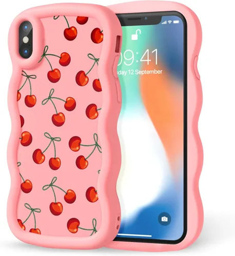 Miniatura 188 de Compatible con iPhone SE/8/7 Funda para Mujeres y Niñas, Marco Ondulado Rizado con Patrón Lindo, Estética Delgada Suave Silicona TPU Parachoques