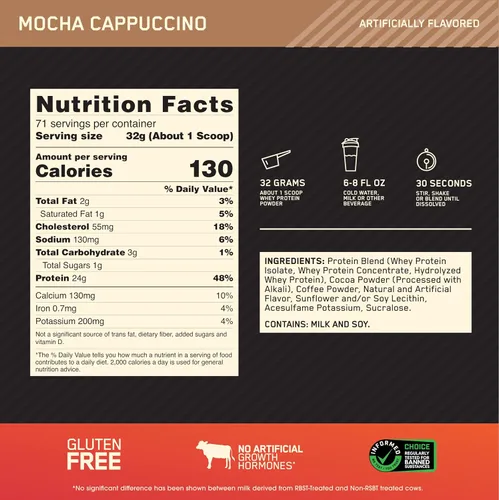 Miniatura 3 de Optimum Nutrition Estándar dorado 100% Proteína de Suero de Leche en Polvo, Pie de lima, 1.8 Libra