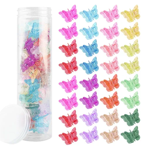 Miniatura 22 de AHONEY - 60 pinzas de mariposa mini para el cabello con caja de brillo, accesorios para el cabello estilo 90s Y2k para niñas y mujeres (Azul)