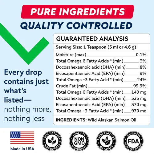 Miniatura 5 de StrellaLab Aceite de salmón salvaje de Alaska para perros, omega 3 natural para perros y gatos, alivio de picazón y alergias, apoyo de la piel