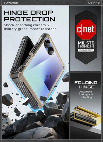 Miniatura 3 de SUPCASE Funda para Samsung Galaxy Z Flip 7 con soporte integrado y clip para cinturón (Unicorn Beetle Pro), [protección de bisagra]