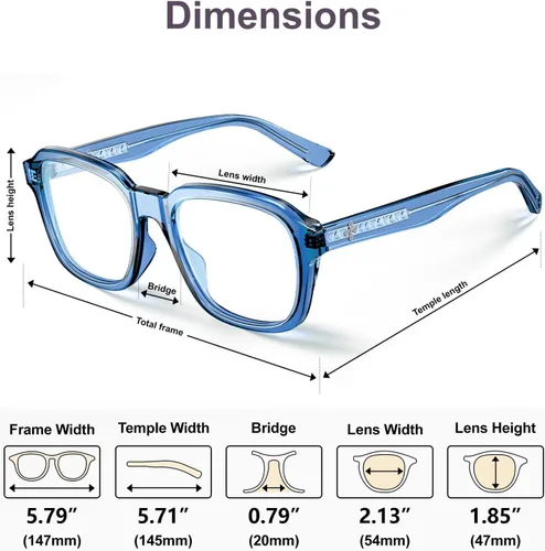 Miniatura 3 de VISOONE Gafas de luz azul de bloqueo con montura cuadrada extragrande de moda para computadora para mujeres y hombres BENNETT Azul Nilo