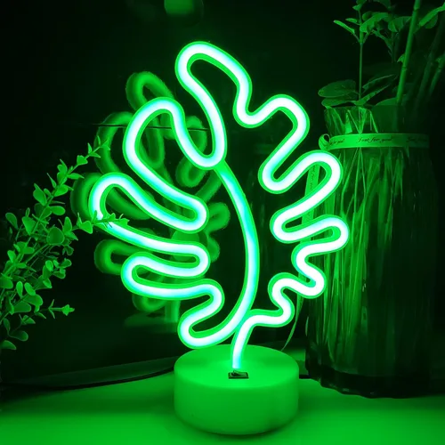 Miniatura 14 de JYWJ Letreros de neón con base de soporte, luz de neón alimentada por USB o 3 pilas AA, decoración de pared de escritorio LED, varias fiestas