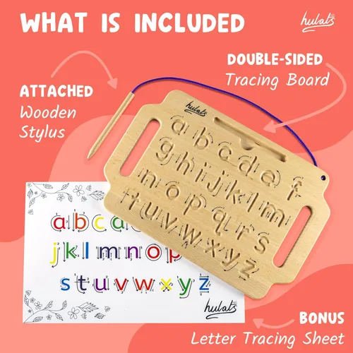 Miniatura 6 de Hulats Aprende a Escribir: Tablero Sensorial Portátil de Madera para Trazado de Letras del Alfabeto - Práctica de Escritura para Niños Pequeños