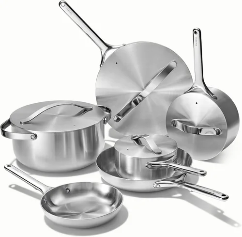 Miniatura 8 de Caraway - Juego de utensilios de cocina de acero inoxidable – Juego de 12 piezas de 5 capas de ollas y sartenes de acero inoxidable - Incluye