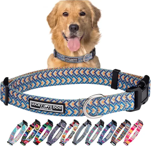 Miniatura 92 de Lucky Love Dog - Collar de perro ajustable con hebilla de fácil clic para los grandes, duradero y cómodo para perros machos y hembras, collar