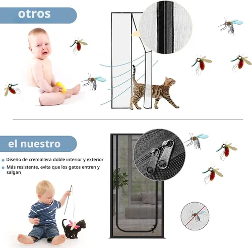 Miniatura 5 de Puerta de Malla Mejorada para Mascotas, Se Adapta a Abertura de Puerta de 34 x 83 pulgadas, Puerta de Malla Gruesa Resistente a Gatos para Sala