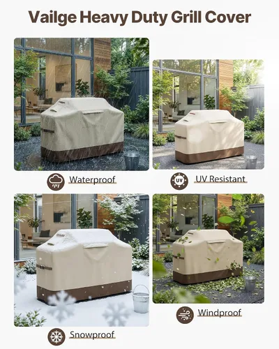 Miniatura 6 de Vailge Funda para parrilla al aire libre, cubierta impermeable de 48 pulgadas, cubierta de parrilla de gas resistente 600D, resistente a los rayos
