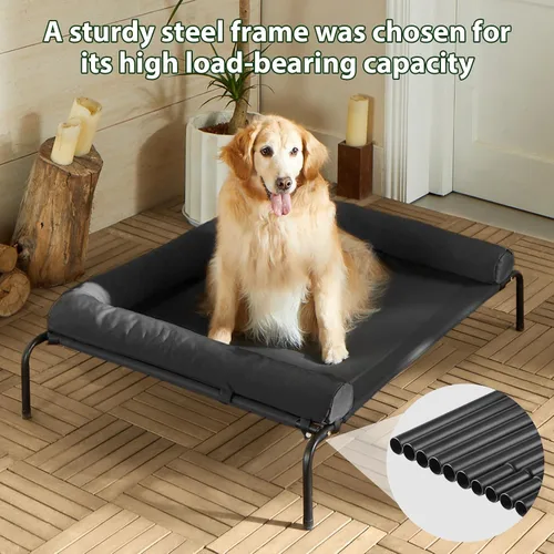 Miniatura 4 de Cama elevada refrescante para perros grandes – Cuna elevada impermeable con reposacabezas inclinado, malla Teslin transpirable, cama duradera