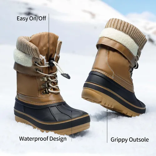 Miniatura 4 de DREAM PAIRS Botas de nieve, impermeables, con aislamiento, de invierno, para niño y niña