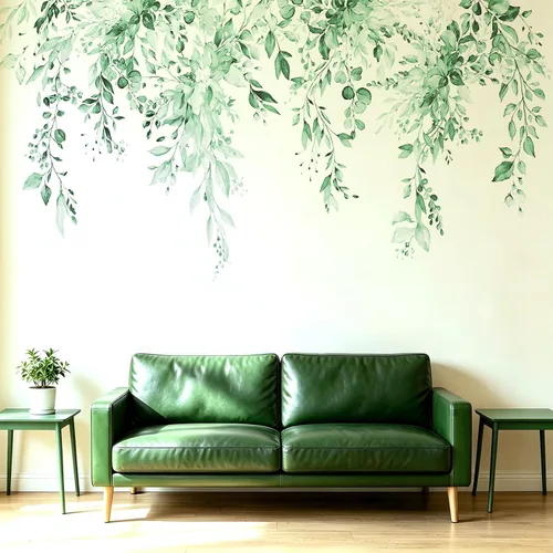 Miniatura 34 de Calcomanías de pared de flores y hojas para despegar y pegar, calcomanías grandes de vinilo floral para colgar, vid extraíble, decoración del hogar
