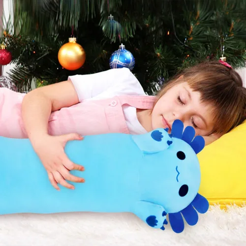 Miniatura 2 de Almohada de juguete de ajolote de peluche, almohada para abrazar, regalo para niños y niñas (azul, 19.6 pulgadas)