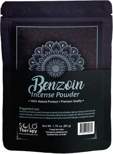 Incienso en polvo de benjuí, 1.76 oz, calidad premium, 100% natural, espacio sagrado, incienso natural, incienso suelto, producto de la India, Polvo
