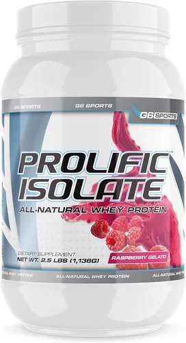 G6 Sports Nutrition Prolific Aislado de proteína de suero totalmente natural (sin gluten, sin lactosa, sin soja, endulzado con stevia, 0.88 oz de