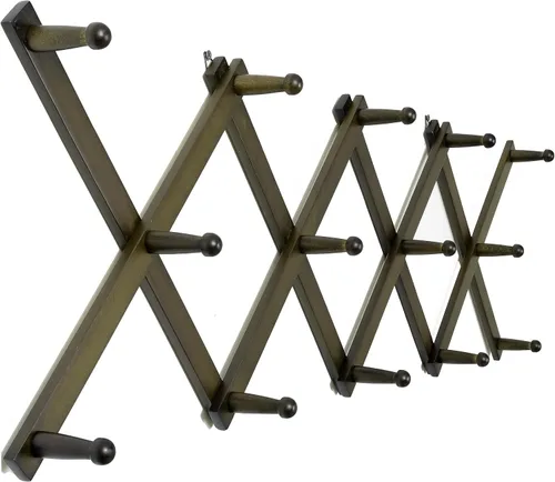Miniatura 33 de WEBI Acordeón para colgar en la pared, percha de pared para sombreros, acordeón, expandible, de madera, montado en la pared, estante de gancho