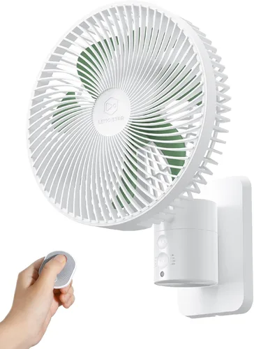 Ventilador oscilante silencioso de pared de 8.5 pulgadas con control remoto y temporizador, 4 velocidades ajustables para baños pequeños, Marco
