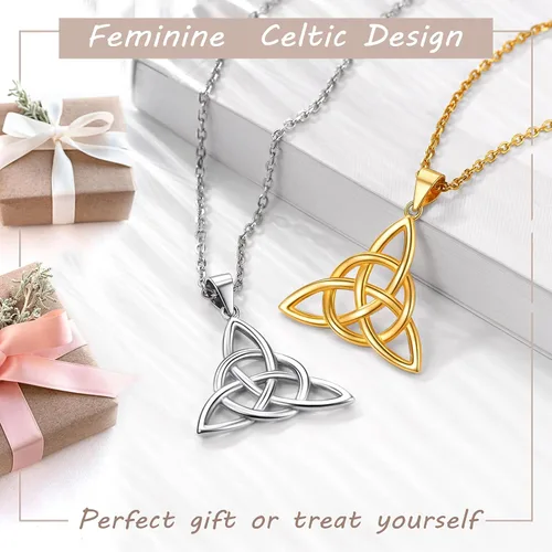 Miniatura 6 de PROSILVER - Collar celta para mujer, regalo irlandés, plata de ley 925 con nudo de amor, collar de buena suerte, 45,7 a 20.0in, ajustable, viene