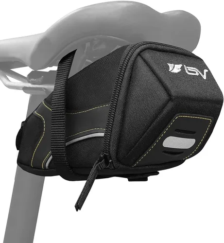 Miniatura 9 de BV Bolsa de bicicleta con correa con material reflectante, bolsa de sillín de gran capacidad con divisor separado para objetos pequeños y espacio