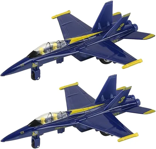 ArtCreativity Jets de ángel azul F-18 fundidos a presión jumbo con mecanismo de retroceso, juego de 2, juguetes de combate de avión de metal fundido