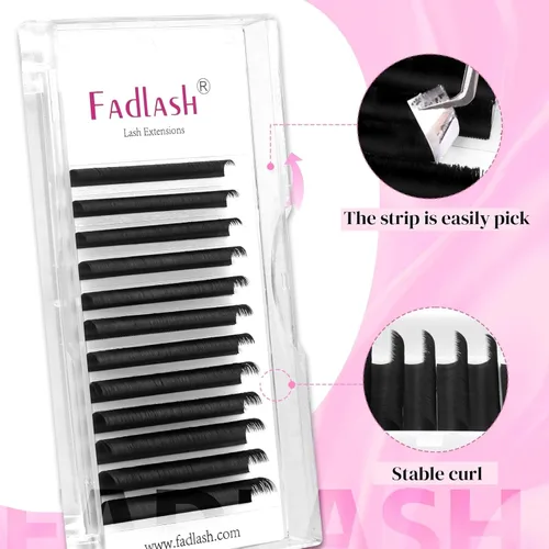 Miniatura 4 de Extensiones de pestañas con volumen y forma de abanico FADLASH, 0.05 0.07 mm, autoaplicables, 2D-10D, floración rápida, rizado C D DD, 5/16