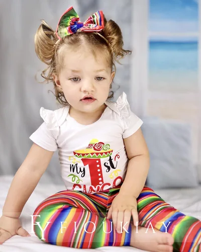 Miniatura 113 de fioukiay Conjunto de ropa de verano para bebés y niñas recién nacidas prematuros, mameluco, pantalones, diadema, conjunto de ropa para el verano