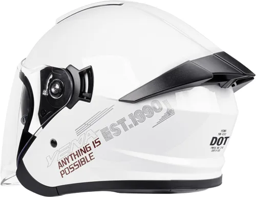 Miniatura 3 de YEMA Casco de motocicleta de cara abierta 3/4 aprobado por DOT, doble visera, hebilla de liberación rápida, cascos de motocicleta para adultos